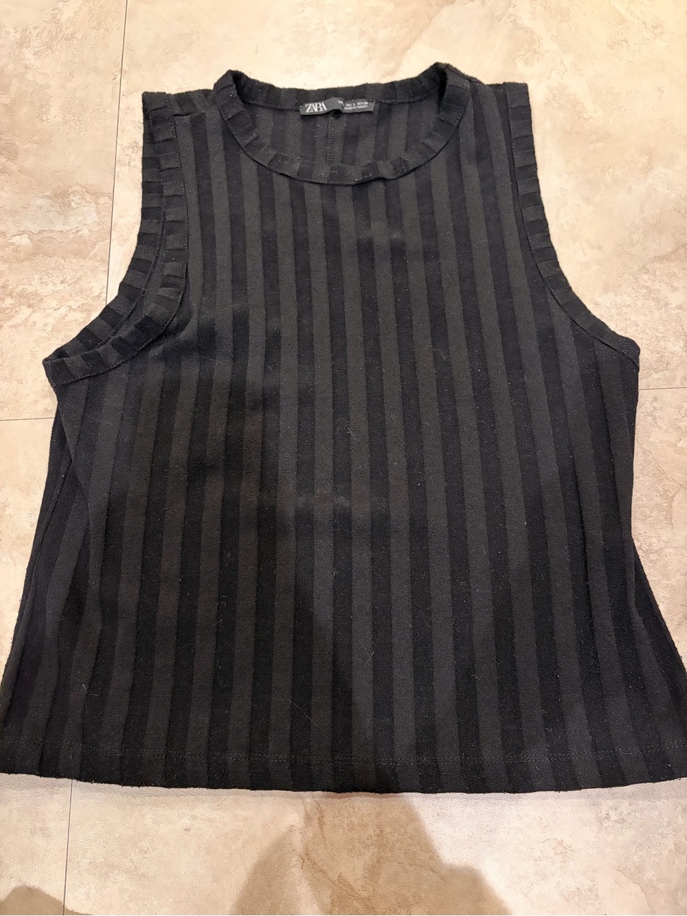 Zara Black Striped Ribbed Tank Top